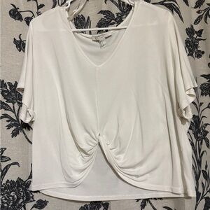 Forever 21 Cream V-Neck Twist Front Tee